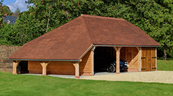 A two bay oak garages with doors